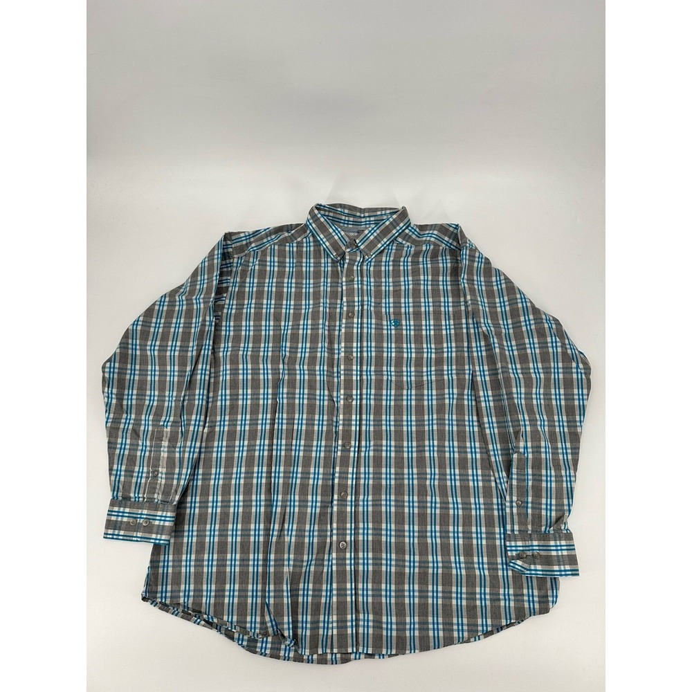ARIAT PRO SERIES MENS LONG SLEEVE BLUE PLAID SHIRT - Size XXL